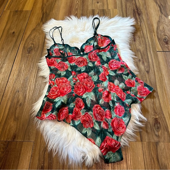 Victoria’s Secret 90s Gold Label Bodysuit Lingerie Size Small Floral - Picture 5 of 10